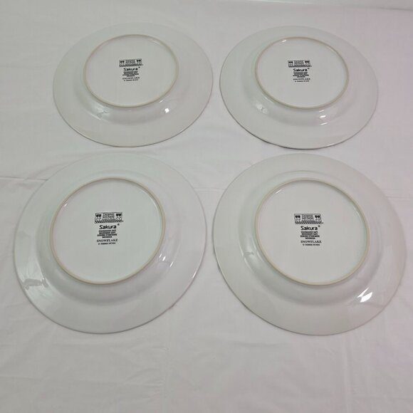 Sakura Debbie Mumm Snowflake 8” Stoneware Salad Luncheon Plates – Set of 4 - Picture 11 of 16